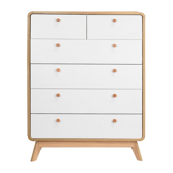 Kõrge tammedekooriga valge kummut 81x104 cm Caitlin - Støraa-image-3