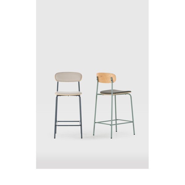 Beežid polsterdatud baaritoolid komplektis 2 (istme kõrgus 65,5 cm) Saula - Marckeric-image-1