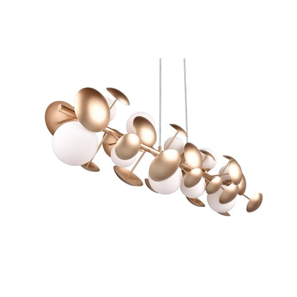 Kuldne-valge rippvalgusti klaasist varjuga Bubble - Trio Select-image-3