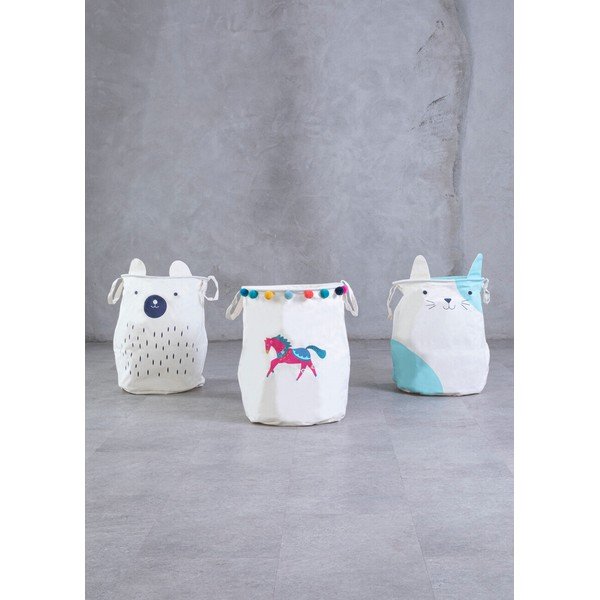 Valgest riidest laste mänguasjakorv ø 40x48 cm Mimo Cat Face - Premier Housewares-image-2