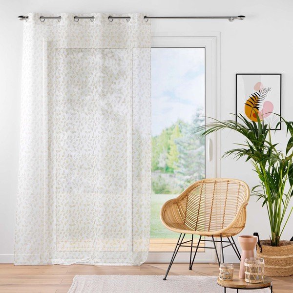 Beež voile kardin 137x280 cm Farandole - douceur d'intérieur-image-2