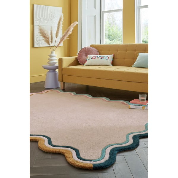 Kreem käsitsi kootud villane vaip 160x230 cm Leo Scallop - Flair Rugs-image-1