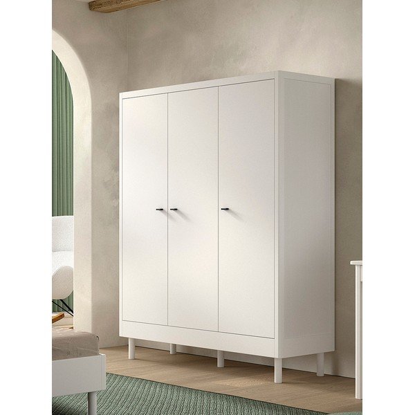 Valge pöögipuidust laste riidekapp 146x190x55 cm Forrest - Vipack-image-1