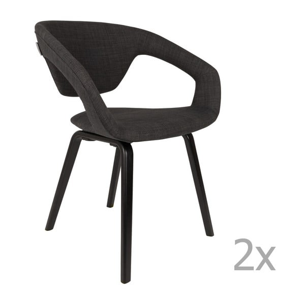 Sada 2 černých židlí s černými nohami Zuiver Flexback