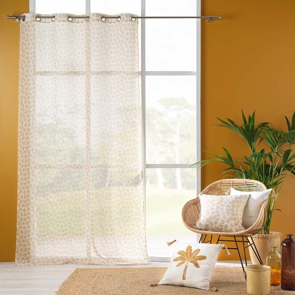 Kollane-valge voile kardin 140x240 cm Maddy - douceur d'intérieur-image-2