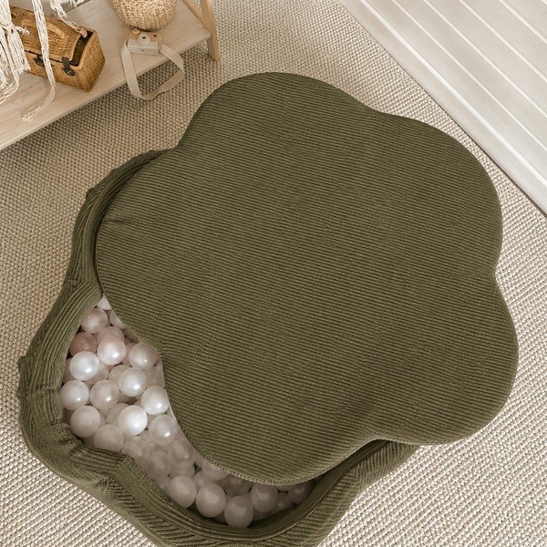 Khaki värvi velvetist pallibassein, ø 90 cm, kõrgus 30 cm - Meowbaby-image-1