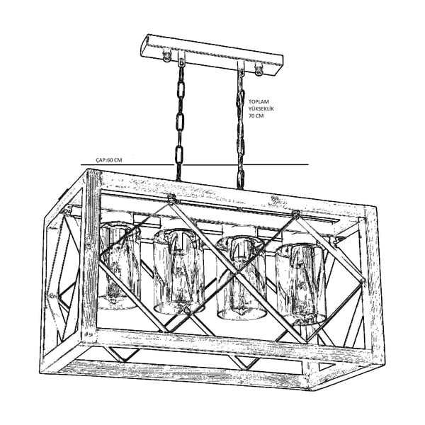 Rippvalgusti, mis on valmistatud sarvepuust Zikzak Camlı 4lü - Opviq lights-image-1
