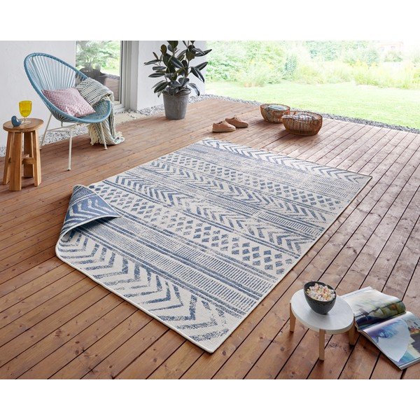 Sinine ja kreemikas õuevaip , 200 x 290 cm Biri - NORTHRUGS-image-1