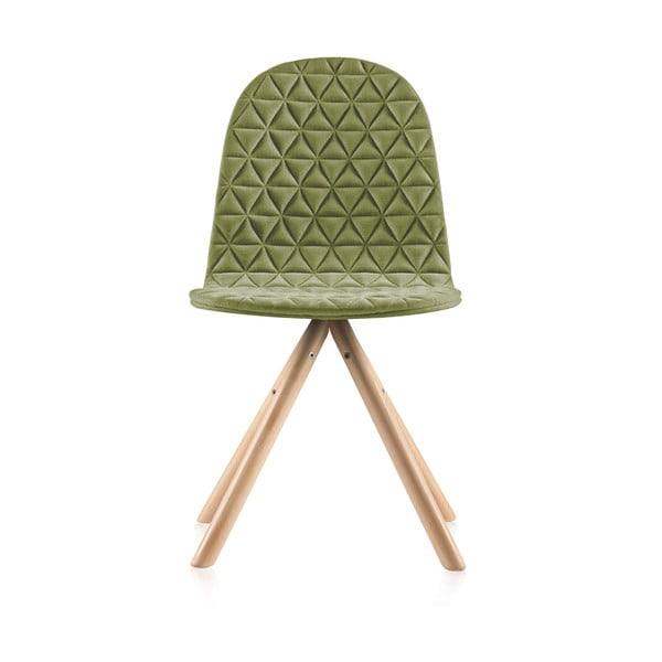 Světle zelená židle s přírodními nohami Iker Mannequin Triangle