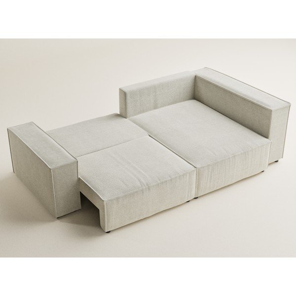 Kreemjas šenilldiivanvoodi/panipaigaga nurgadiivan (parempoolne/L-kujuline) Tonga - Maison de Rêve-image-3