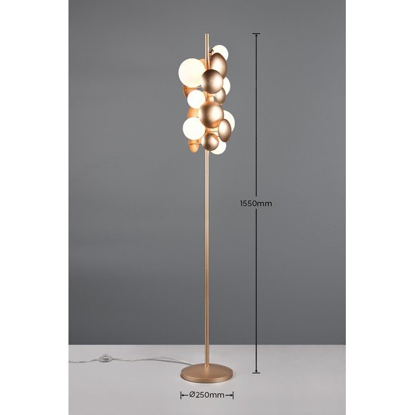 Kuldne-valge põrandavalgusti klaasist varjuga (kõrgus 155 cm) Bubble - Trio Select-image-4