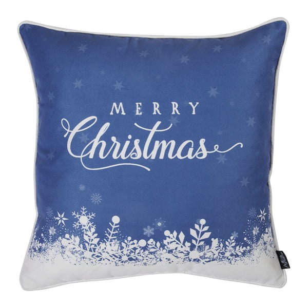 Modrý povlak na polštář s vánočním motivem Mike & Co. NEW YORK Honey Merry Christmas, 45 x 45 cm