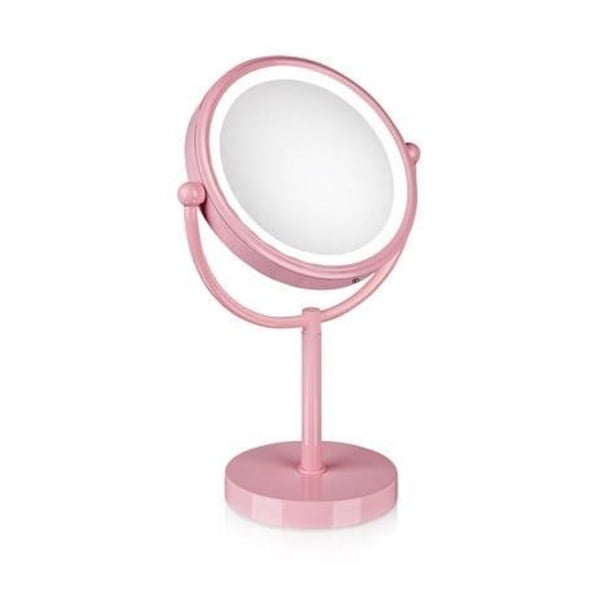 Zrcadlo s osvětlením Markslöjd Make-up, růžové