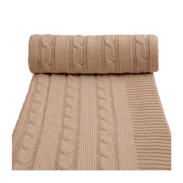 Béžová pletená dětská deka s podílem bavlny T-TOMI Spring, 80 x 100 cm