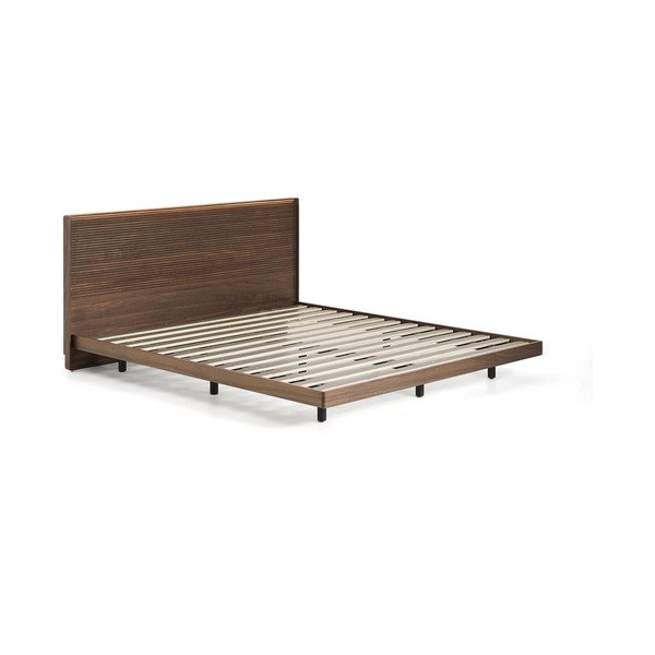 Pruun kasepuidust kaheinimesevoodi voodipõhjaga 180x200 cm Norlen - Kave Home