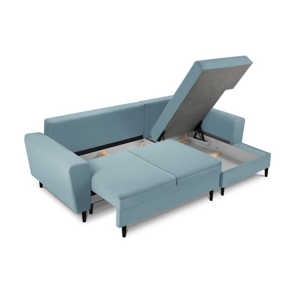 Helesinine velvetist panipaigaga nurgadiivanvoodi (parem nurk) Kyoto - Cosmopolitan Design-image-3