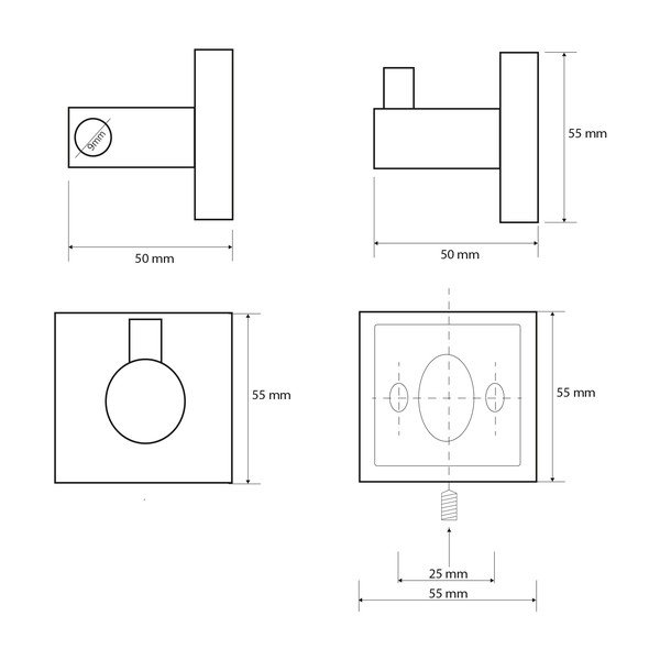 Hõbedast messingist konks X-Square - Sapho-image-1