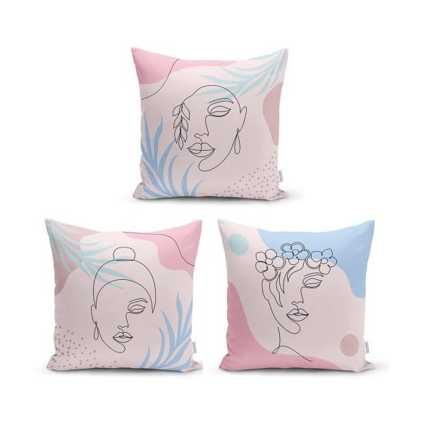 3 dekoratiivse padjakoti komplekt Minimalistlik nägu, 45 x 45 cm - Minimalist Cushion Covers