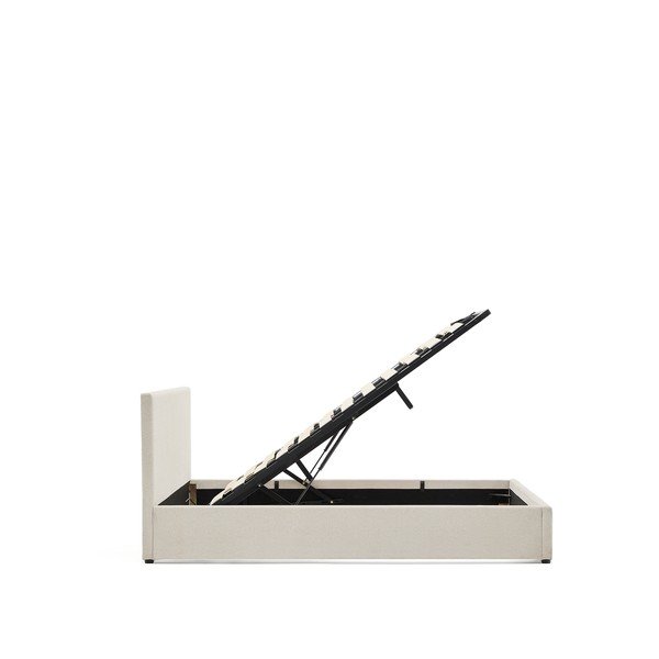 Beež polsterdatud kaheinimesevoodi koos panipaiga ja voodipõhjaga 160x200 cm Nahiri - Kave Home-image-2