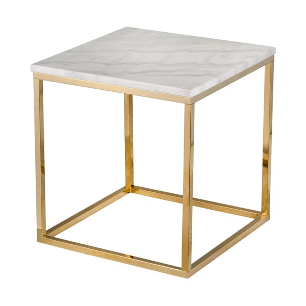 Valge marmorist laud kuldse alusega , 50 x 50 cm Accent - RGE