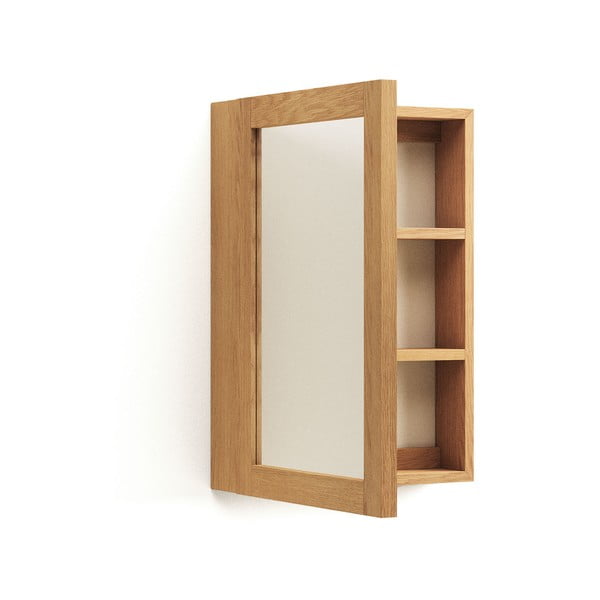 Rippuv tiikpuidust vannitoakapp koos peegliga 50x70 cm Plubia - Kave Home-image-2