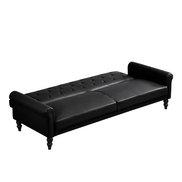 Must lamav/kokkupandav kunstnahast diivan 222 cm Tyne - Støraa-image-4