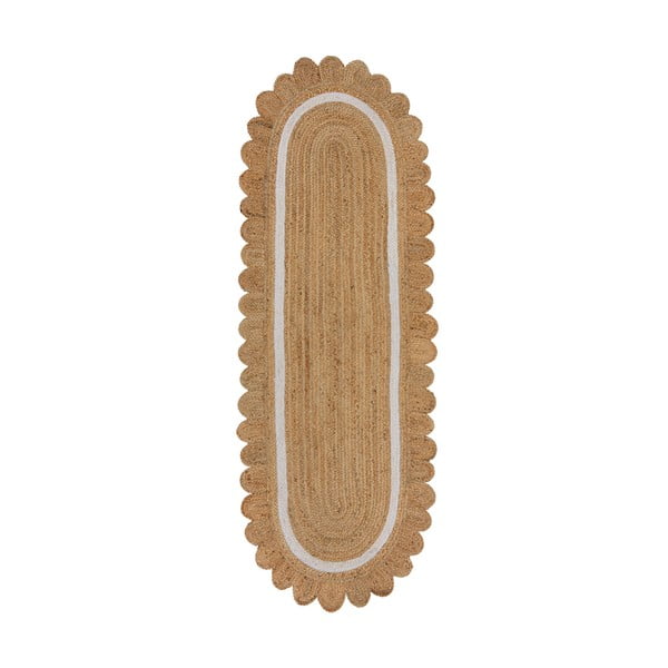 Elevandiluu värvi käsitsi kootud džuudist vaip 80x230 cm Grace White - Flair Rugs