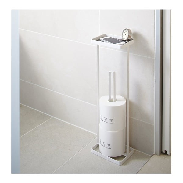 Valge WC-paberi jaotur riiuliga Tower - YAMAZAKI-image-1