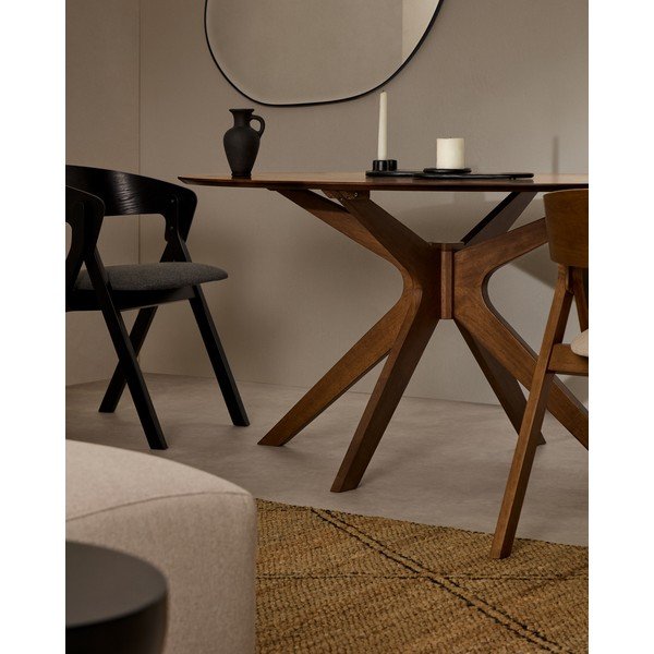 Ümmargune söögilaud pähklipuidu spoonist pealispinnaga ø 120 cm Naanim - Kave Home-image-2