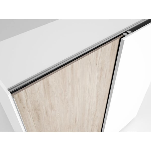 Valge tammepuidust garderoobikapp lükandustega 182x200 cm Sahara - Marckeric-image-3