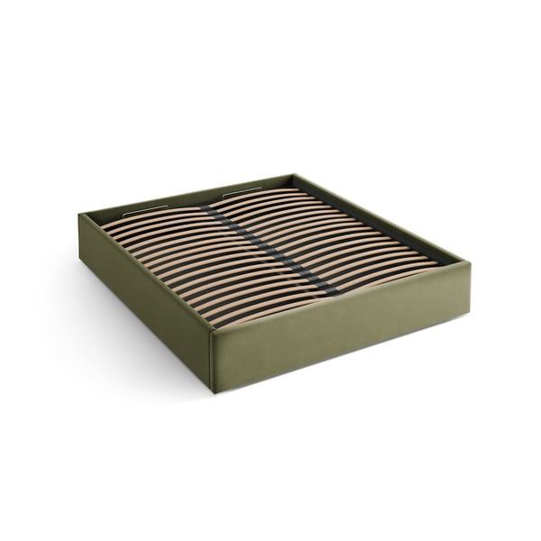 Roheline polsterdatud kaheinimesevoodi panipaigaga/ilma peatsita, koos raamiga 180x200 cm Susan – Micadoni