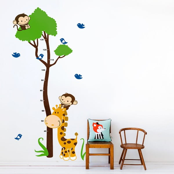 Samolepka na zeď Strom a zvířátka, 90x60 cm