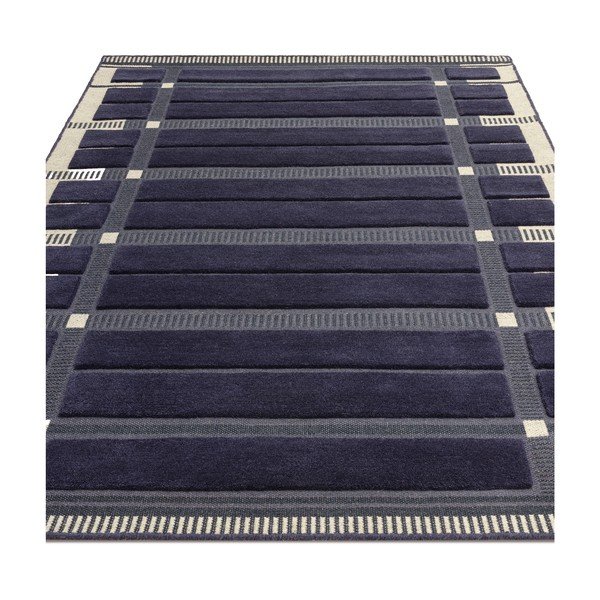 Tumesinine/beež käsitsi kootud villane vaip 120x170 cm - Asiatic Carpets-image-4
