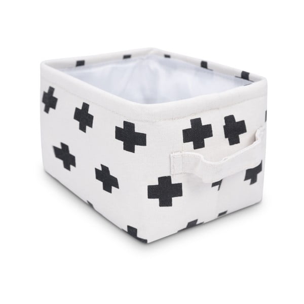Černo-bílý úložný košík KICOTI Cross, 20 x 16 cm-image-1