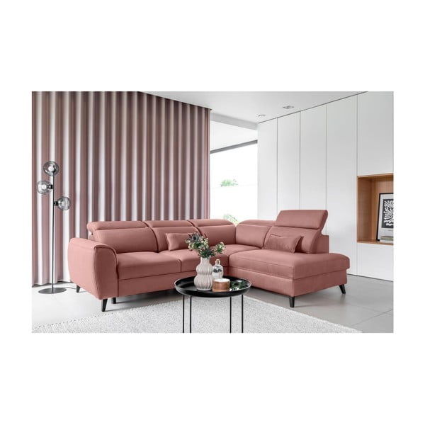 Roosa sametist lahtikäiv/sahtliga nurgadiivan (parem nurk/L-kujuline) Noble – ELTAP-image-1