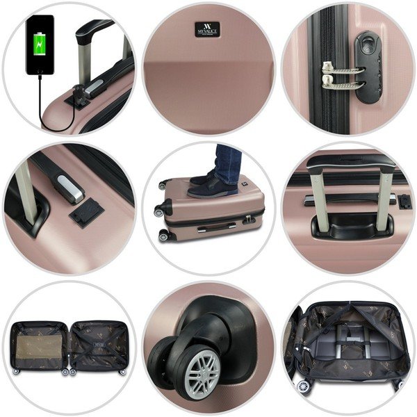 Černý cestovní kufr na kolečkách s USB portem My Valice COLORS LASSO Cabin Suitcase-image-3