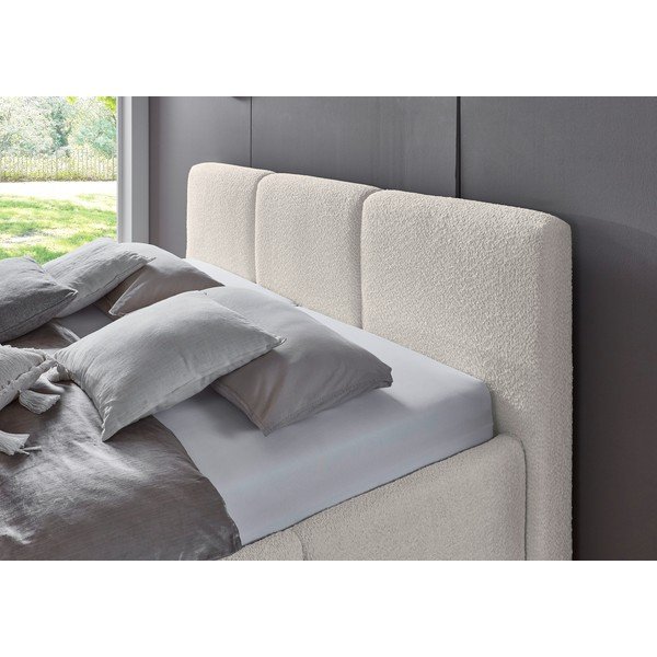 Elevandiluu värvi polsterdatud kaheinimesevoodi ilma liistudest raamita 180x200 cm Merida - Meise Möbel-image-3