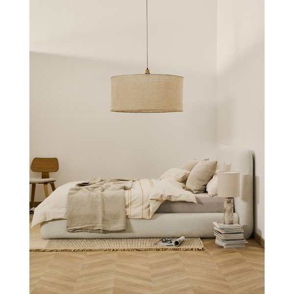Beež polsterdatud kaheinimesevoodi ilma voodipõhjata 160x200 cm Martina - Kave Home-image-1