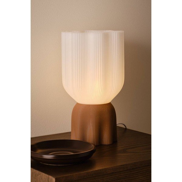 Valge/pruun plastmassist laualamp (kõrgus 27 cm) Camier - Jotex-image-1