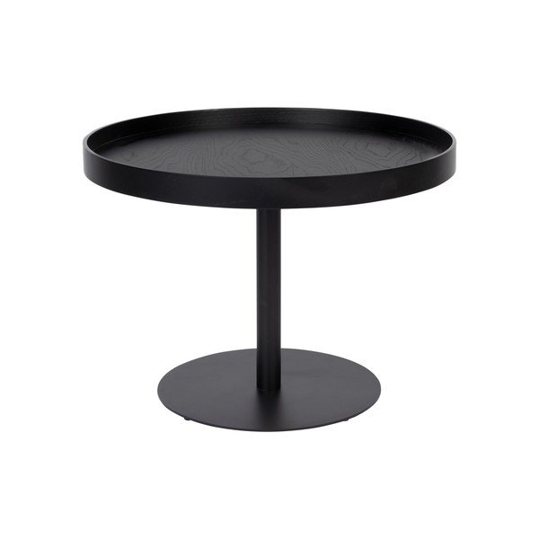 Must ümmargune kohvilaud tammepuust pealispinnaga, ø 56 cm Yuri M - White Label