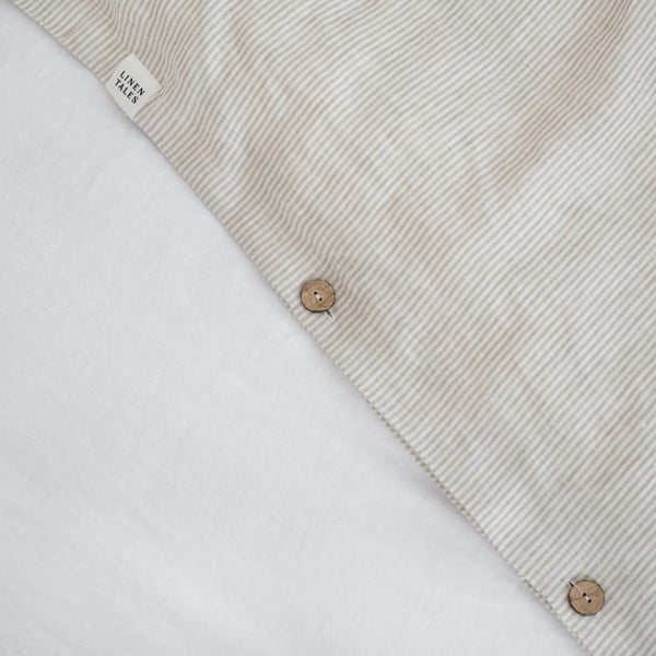 Valge-beež voodipesu kaheinimesevoodile 200x200 cm - Linen Tales-image-3