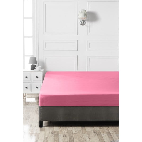 Roosa puuvillane kummiga lina 140x200 cm - Mijolnir-image-1