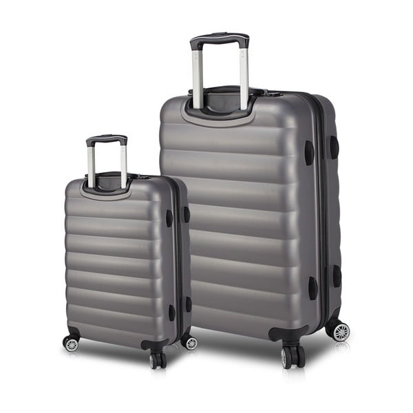 Sada 2 šedých cestovních kufrů na kolečkách s USB porty My Valice RESSNO Cabin & Large