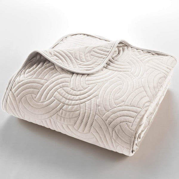 Kreem sametist voodikatte ja padjapüüri komplekt 240x260 cm Solange - douceur d'intérieur