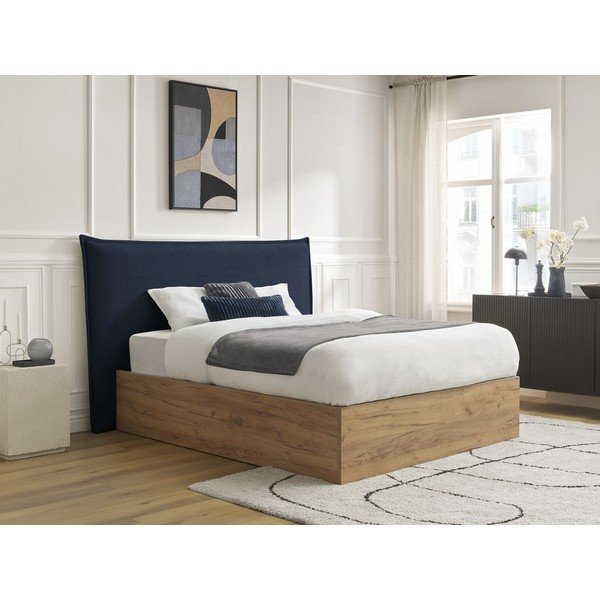 Sinine polsterdatud polsterdatud/puitlaastplaadist kaheinimesevoodi panipaigaga ja liistudest raamiga 180x200 cm Charlie - Bobochic Paris-image-3