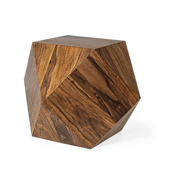 Tumeda naturaalse värvi massiivsest šišamipuidust kohvilaud 42x42 cm Egypt - Bizzotto