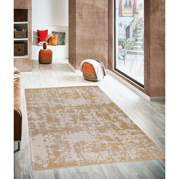 Kollane ja beež puuvillane vaip , 75 x 150 cm Casa - Oyo home-image-1