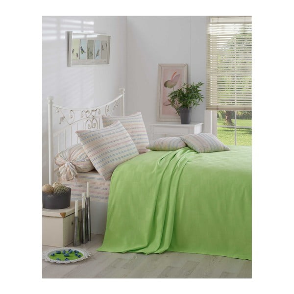 Zelený bavlněný přehoz přes postel Kare Orgu, 200 x 234 cm