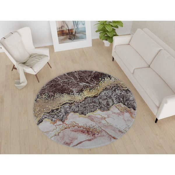 Pestav pruun-kuldne ümmargune vaip ø 80 cm - Vitaus-image-1