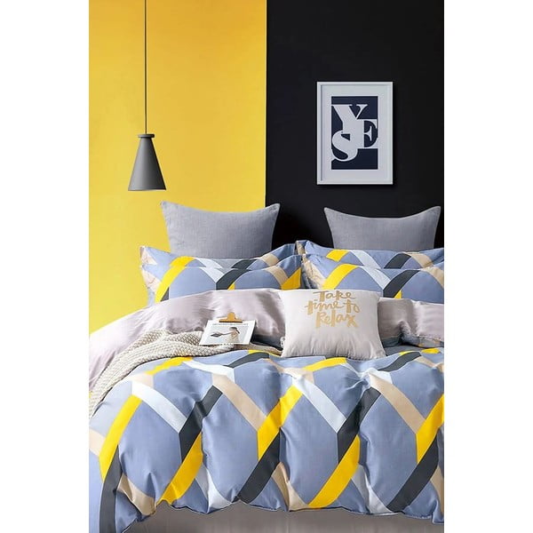 Kollane-sinine kahekohaline voodilina/ pikendatud voodilina 200x220 cm - Mila Home